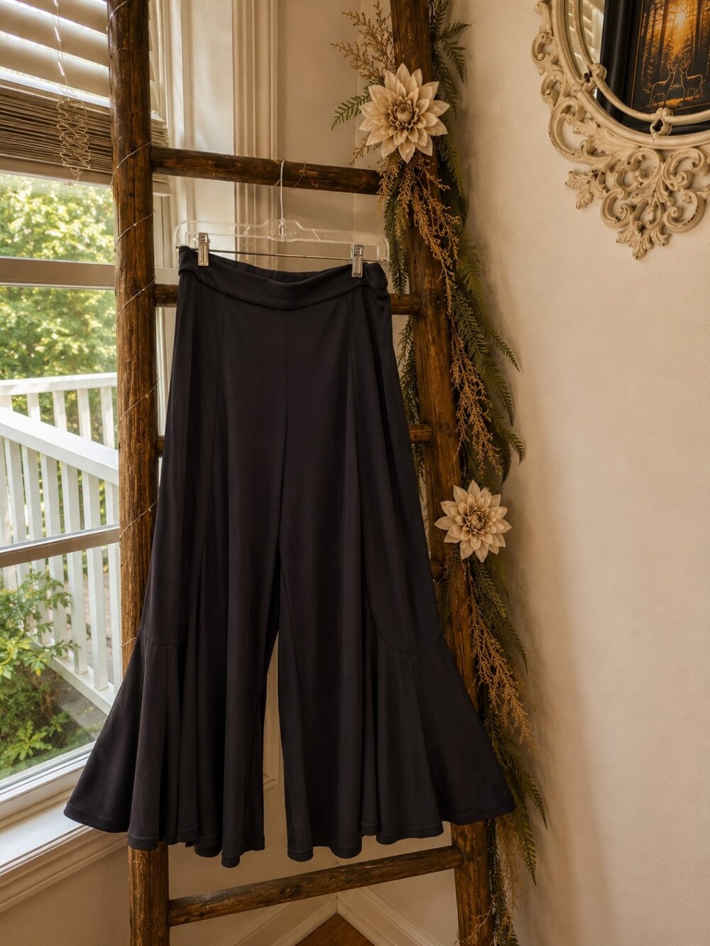 Boho Flowy Pants in Classic Black Festival Casual Office